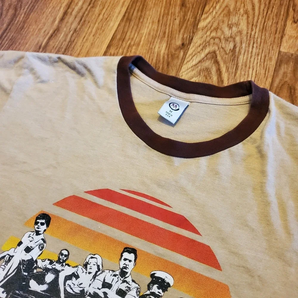 Vintage Reno 911 Shirt Men Medium Tan Ringer Comedy Central 2004